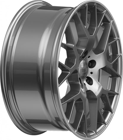 2DRV WH47 daytona grau lackiert mit hochglanzpoliertem Felgenbett 8.5x19 Zoll ET35 LK 5x112 ML66.6 – Bild 5