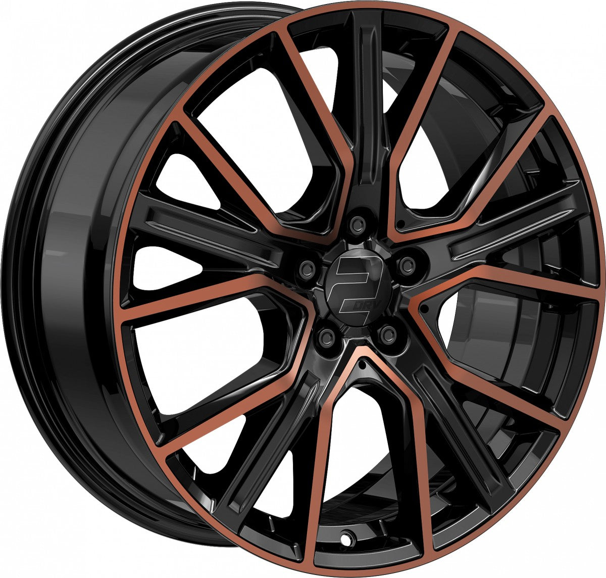 2DRV WH34 schwarz kupfer hochglanzpoliert 9x21 ET30 - LK5/112 ML66.6