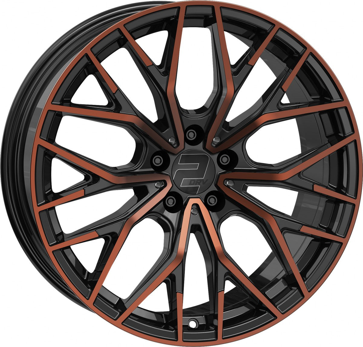 2DRV WH37 schwarz kupfer hochglanzpoliert 8x18 ET40 - LK5/108 ML72.6