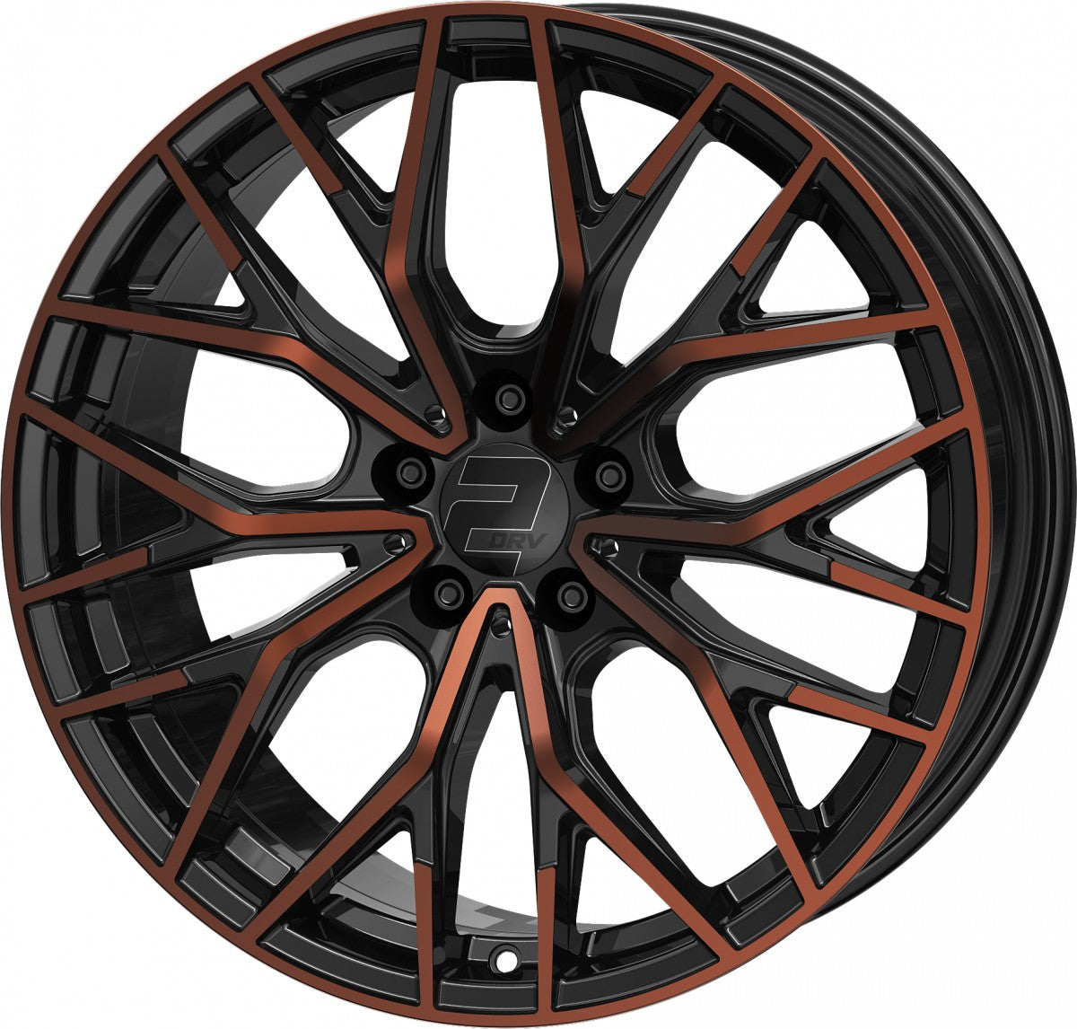 2DRV WH37 schwarz kupfer hochglanzpoliert 8x18 ET40 - LK5/108 ML72.6