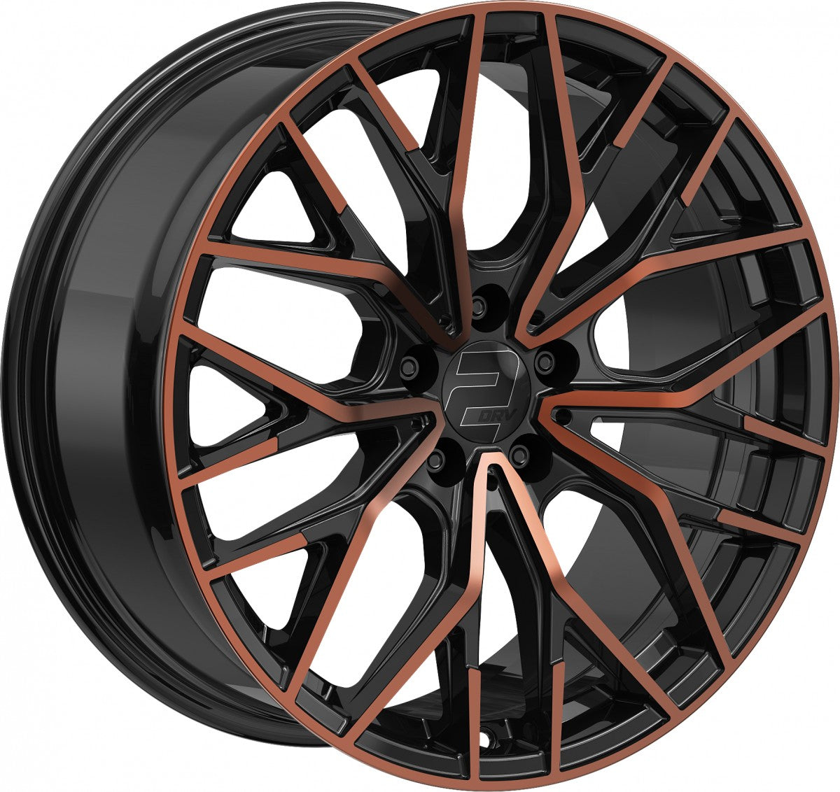 2DRV WH37 schwarz kupfer hochglanzpoliert 8x18 ET35 - LK5/120 ML72.6