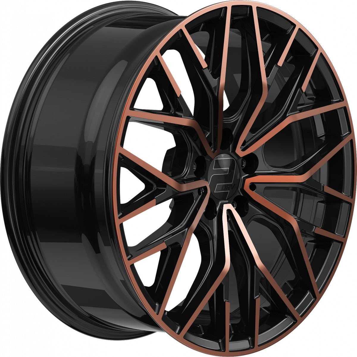2DRV WH37 schwarz kupfer hochglanzpoliert 8x18 ET35 - LK5/120 ML72.6