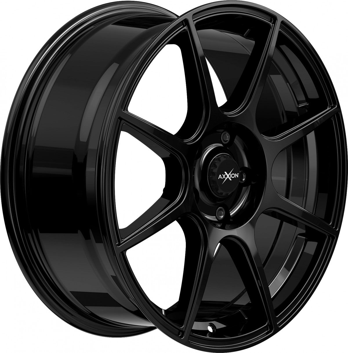 Axxion X2 schwarz glänzend lackiert Alufelge 6.5x16 Zoll ET25 LK 4x108 ML72.6 – Bild 4