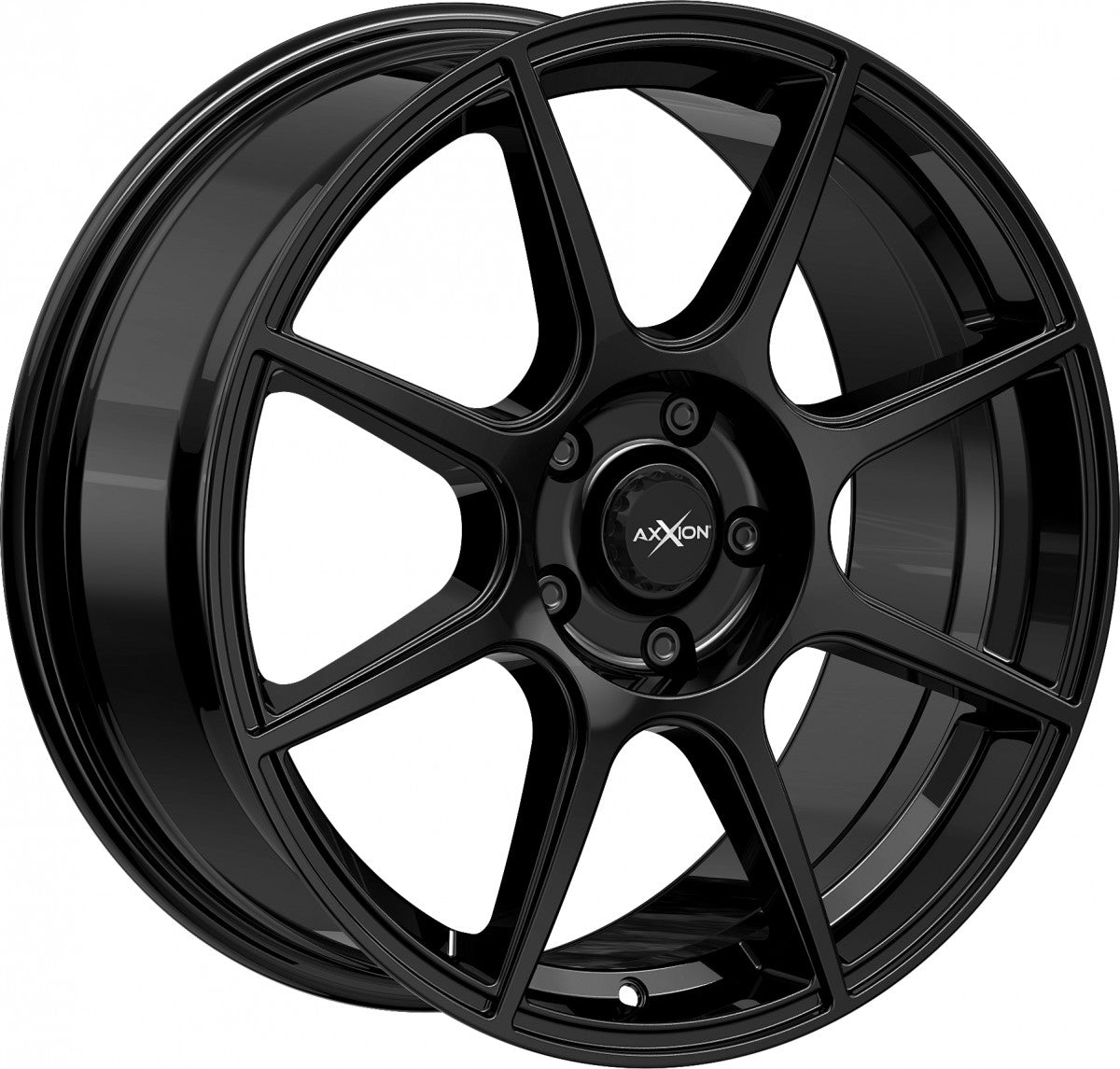 Axxion X2 schwarz glänzend lackiert Alufelge 6.5x16 Zoll ET42 LK 5x108 ML72.6 – Bild 3