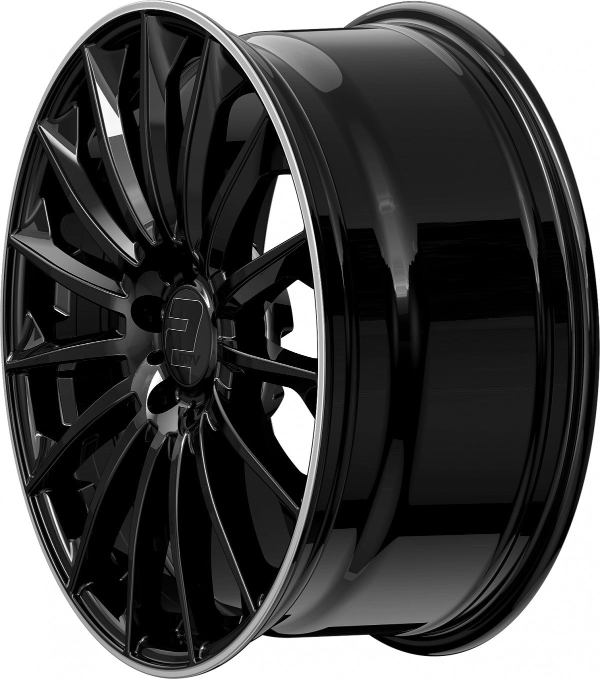 2DRV WH39 schwarz glänzend lackiert mit hochglanzpoliertem Felgenbett 8x18 ET48 - LK5/112 ML66.6