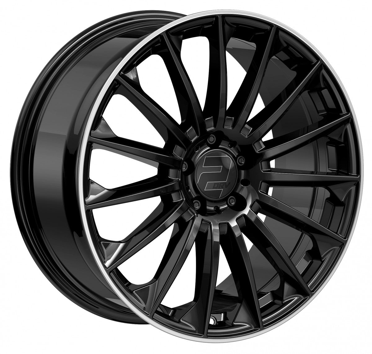 2DRV WH39 schwarz glänzend lackiert mit hochglanzpoliertem Felgenbett 8.5x19 ET35 - LK5/112 ML66.6