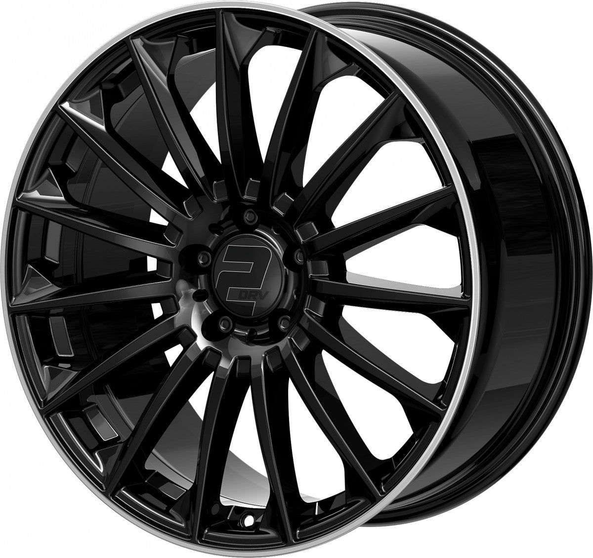 2DRV WH39 schwarz glänzend lackiert mit hochglanzpoliertem Felgenbett 8.5x19 ET35 - LK5/112 ML66.6