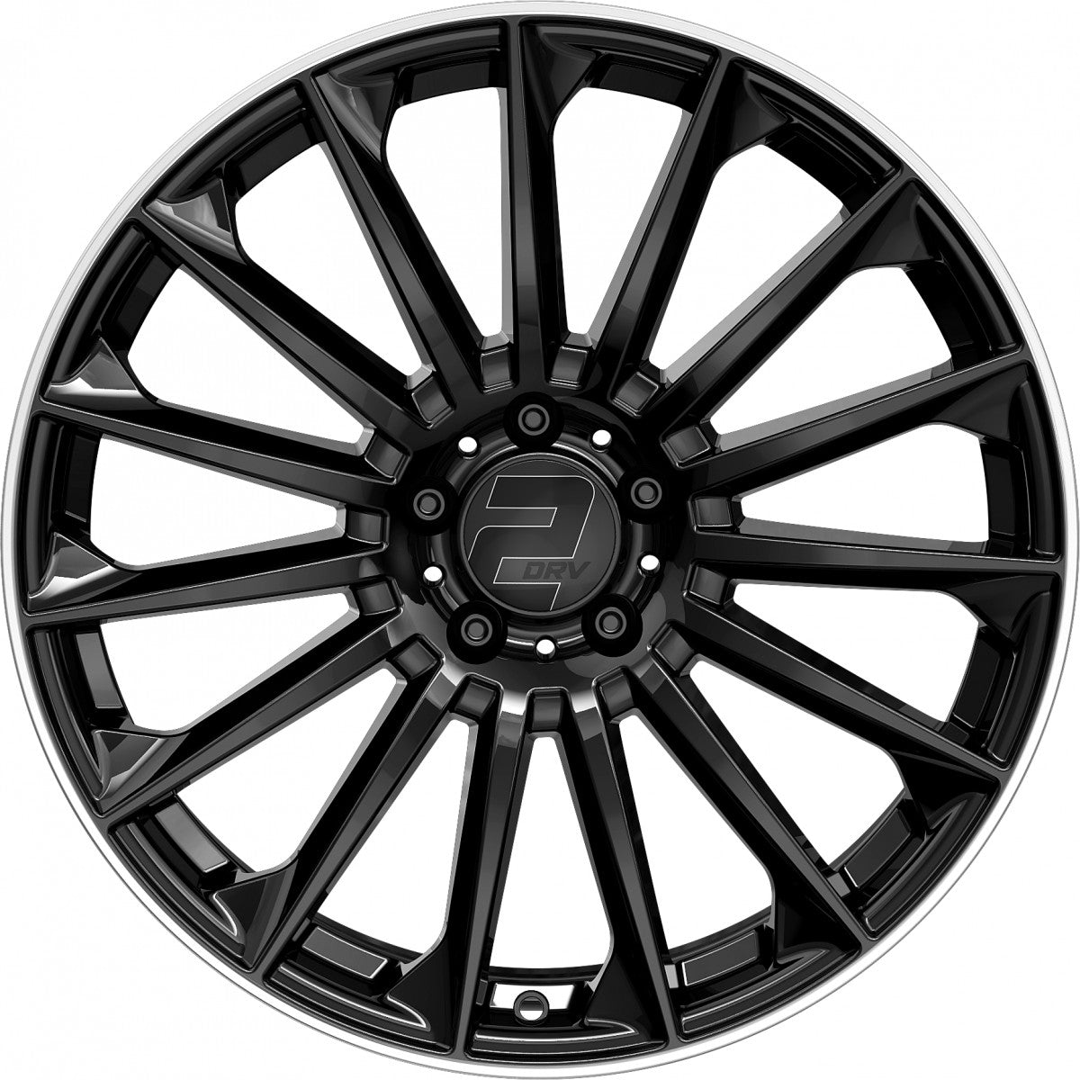 2DRV WH39 schwarz glänzend lackiert mit hochglanzpoliertem Felgenbett 10x22 ET40 - LK5/112 ML66.6