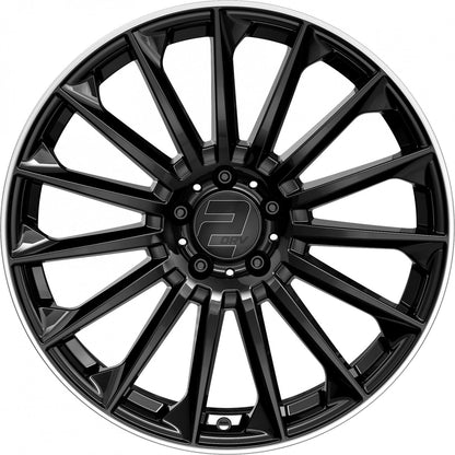 2DRV WH39 schwarz glänzend lackiert mit hochglanzpoliertem Felgenbett 10x22 ET40 - LK5/114.3 ML72.6