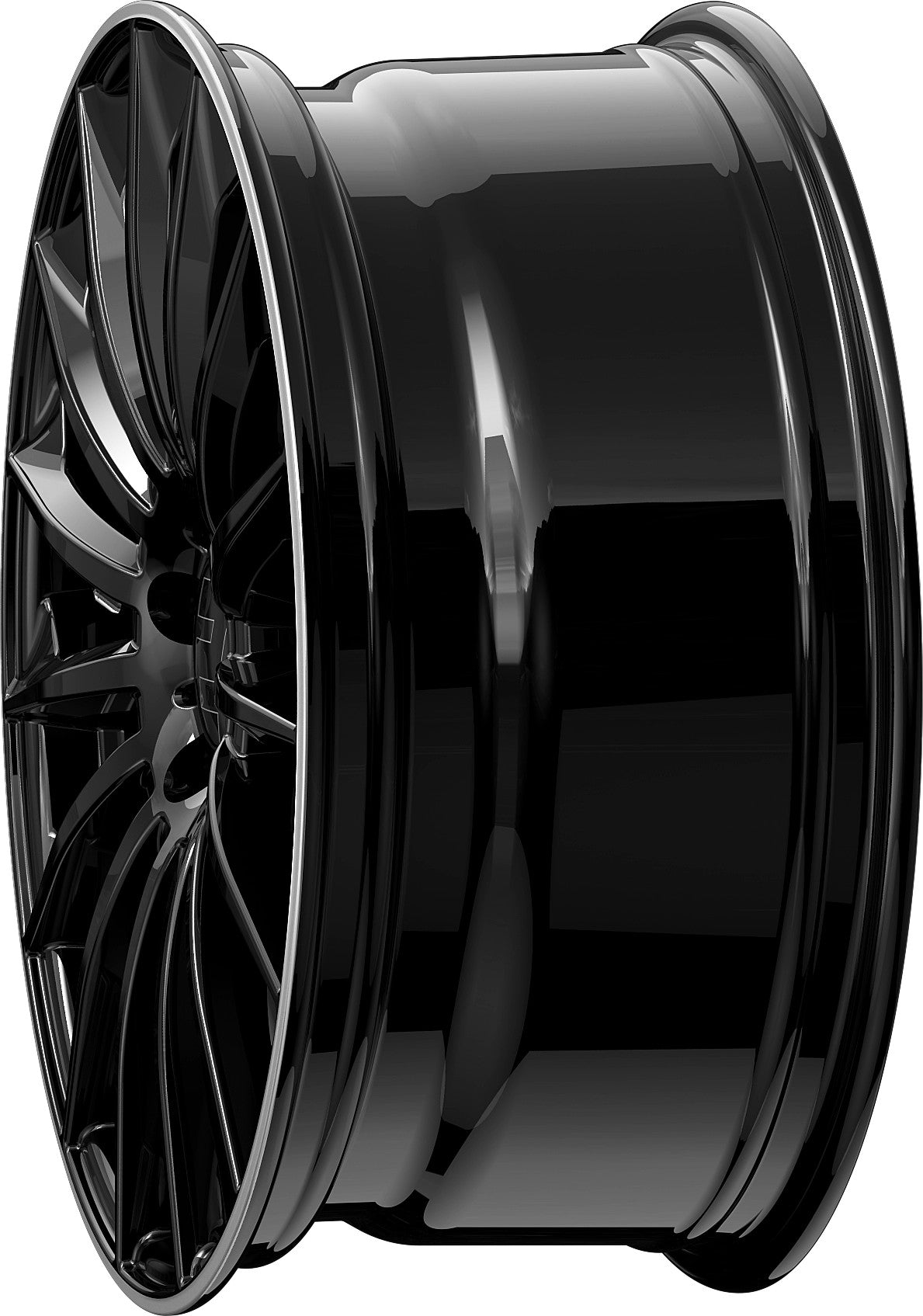 2DRV WH39 schwarz glänzend lackiert mit hochglanzpoliertem Felgenbett 10.5x22 ET30 - LK5/112 ML66.6