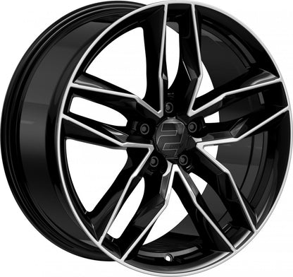 2DRV WH40 schwarz hochglanzpoliert 9x20 ET50 - LK5/130 ML71.5