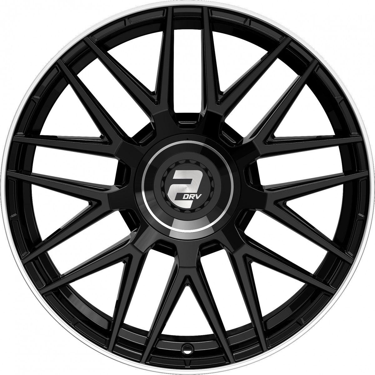2DRV WH43 schwarz glänzend lackiert mit hochglanzpoliertem Felgenbett 8.5x19 ET48 - LK5/112 ML66.6