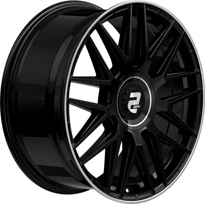 2DRV WH43 schwarz glänzend lackiert mit hochglanzpoliertem Felgenbett 8.5x20 ET21 - LK5/112 ML66.6