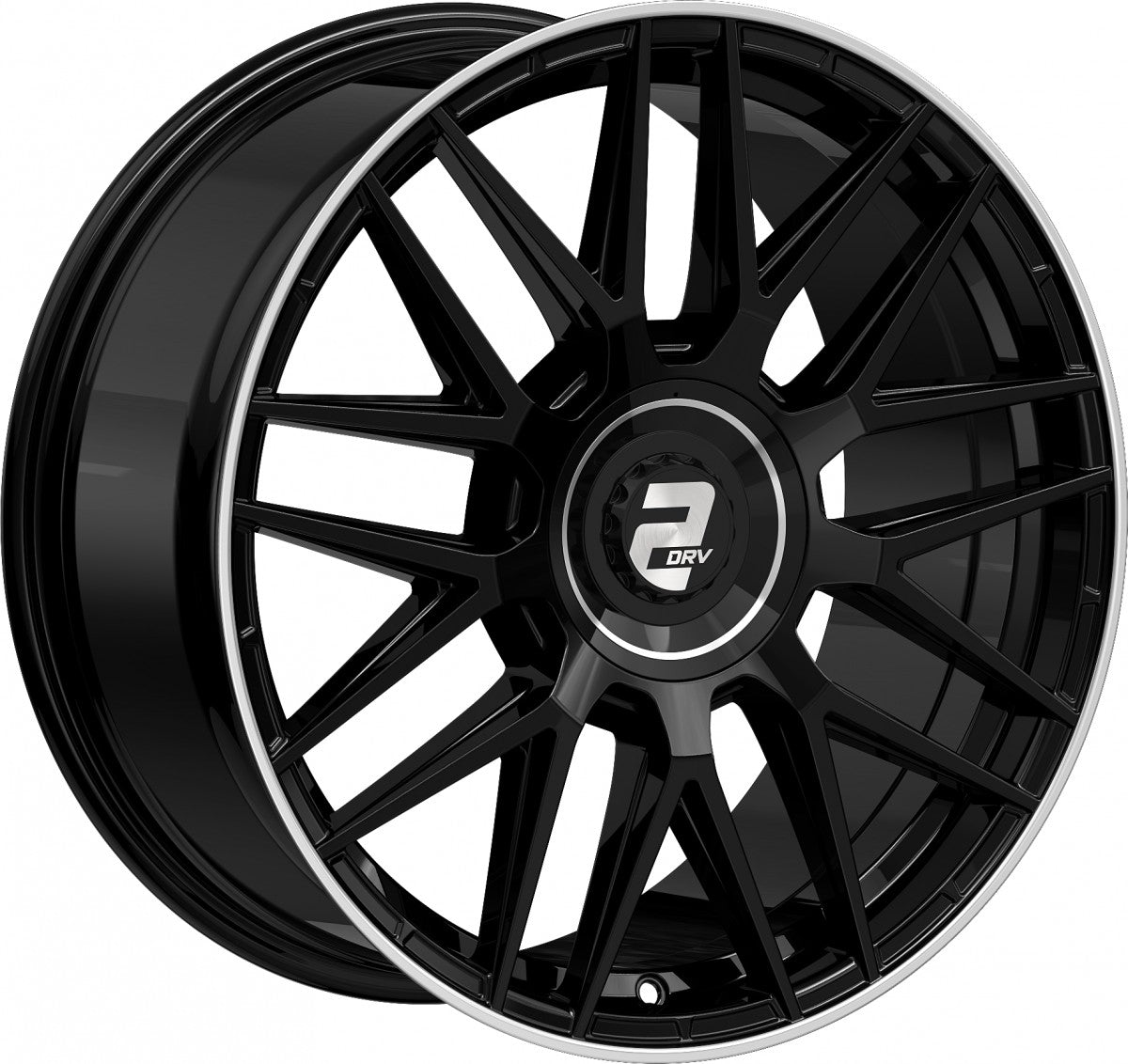 2DRV WH43 schwarz glänzend lackiert mit hochglanzpoliertem Felgenbett 9x20 ET48 - LK5/112 ML66.6