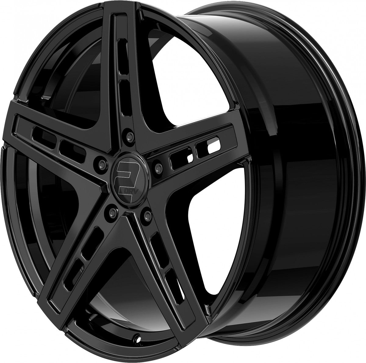 2DRV WH38 schwarz glänzend lackiert 9.5x22 ET40 - LK5/108 ML72.6