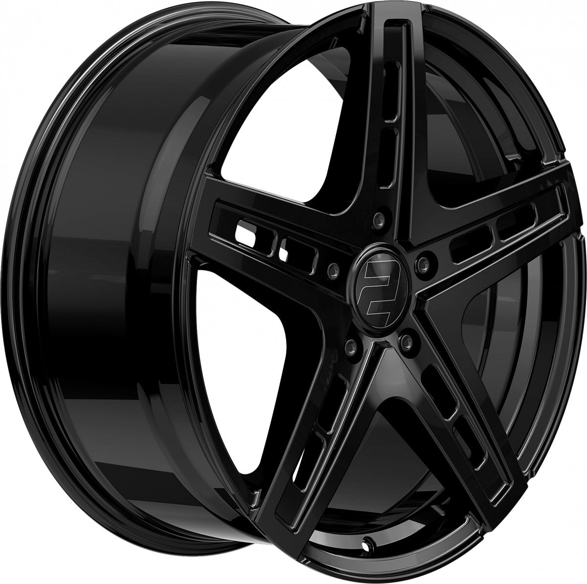 2DRV WH38 schwarz glänzend lackiert 9.5x22 ET35 - LK5/112 ML66.6