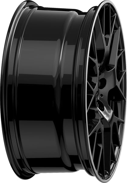 2DRV WH47 schwarz glänzend lackiert mit hochglanzpoliertem Felgenbett 8.5x19 Zoll ET30 LK 5x112 ML66.6 – Bild 6