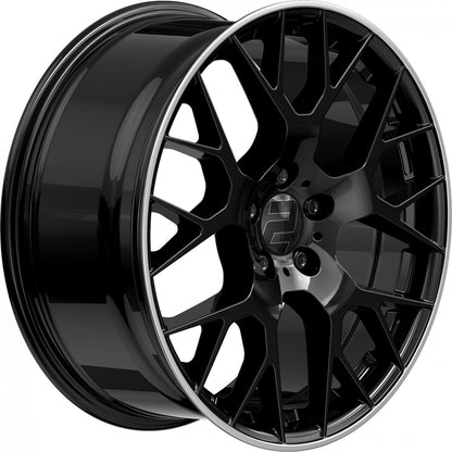 2DRV WH47 schwarz glänzend lackiert mit hochglanzpoliertem Felgenbett 8.5x19 Zoll ET35 LK 5x112 ML66.6 – Bild 4