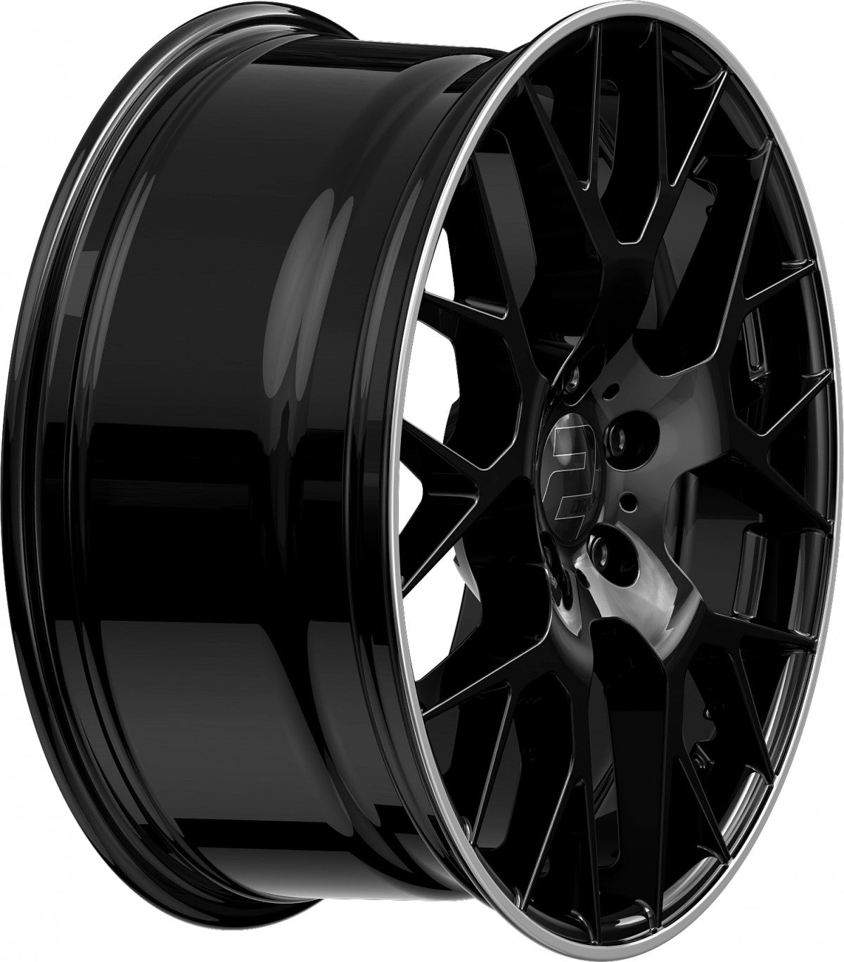2DRV WH47 schwarz glänzend lackiert mit hochglanzpoliertem Felgenbett 8.5x19 Zoll ET35 LK 5x112 ML66.6 – Bild 5