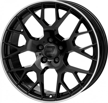 2DRV WH47 schwarz glänzend lackiert mit hochglanzpoliertem Felgenbett 8.5x19 Zoll ET35 LK 5x112 ML66.6 – Bild 7