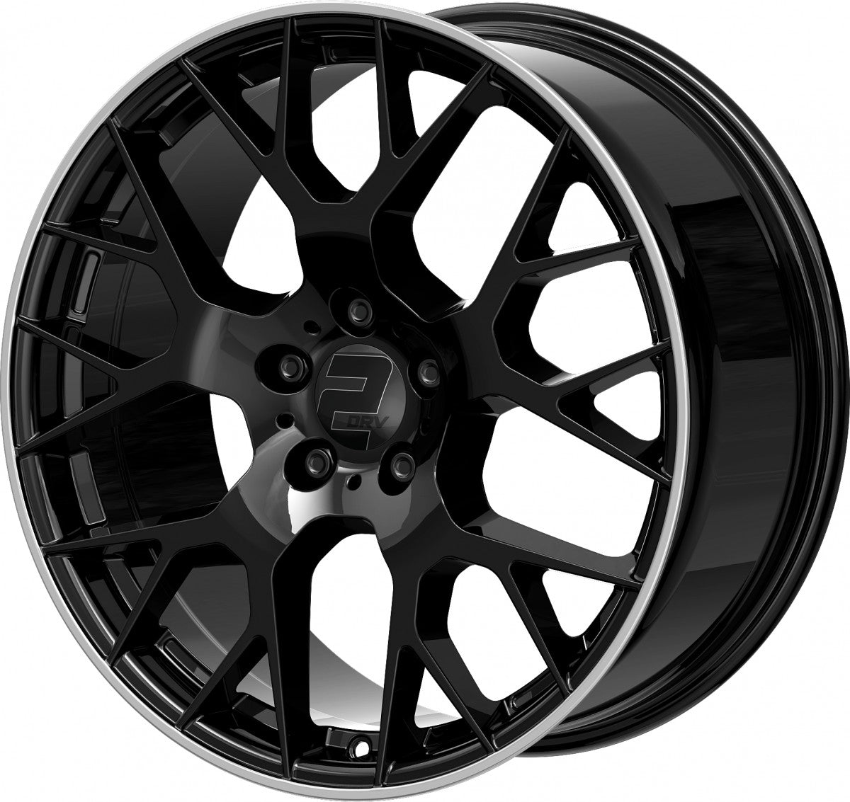 2DRV WH47 schwarz glänzend lackiert mit hochglanzpoliertem Felgenbett 8.5x19 Zoll ET35 LK 5x112 ML66.6 – Bild 8