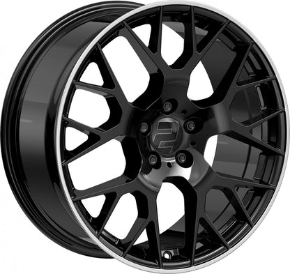 2DRV WH47 schwarz glänzend lackiert mit hochglanzpoliertem Felgenbett 8.5x19 Zoll ET40 LK 5x112 ML66.6 – Bild 3