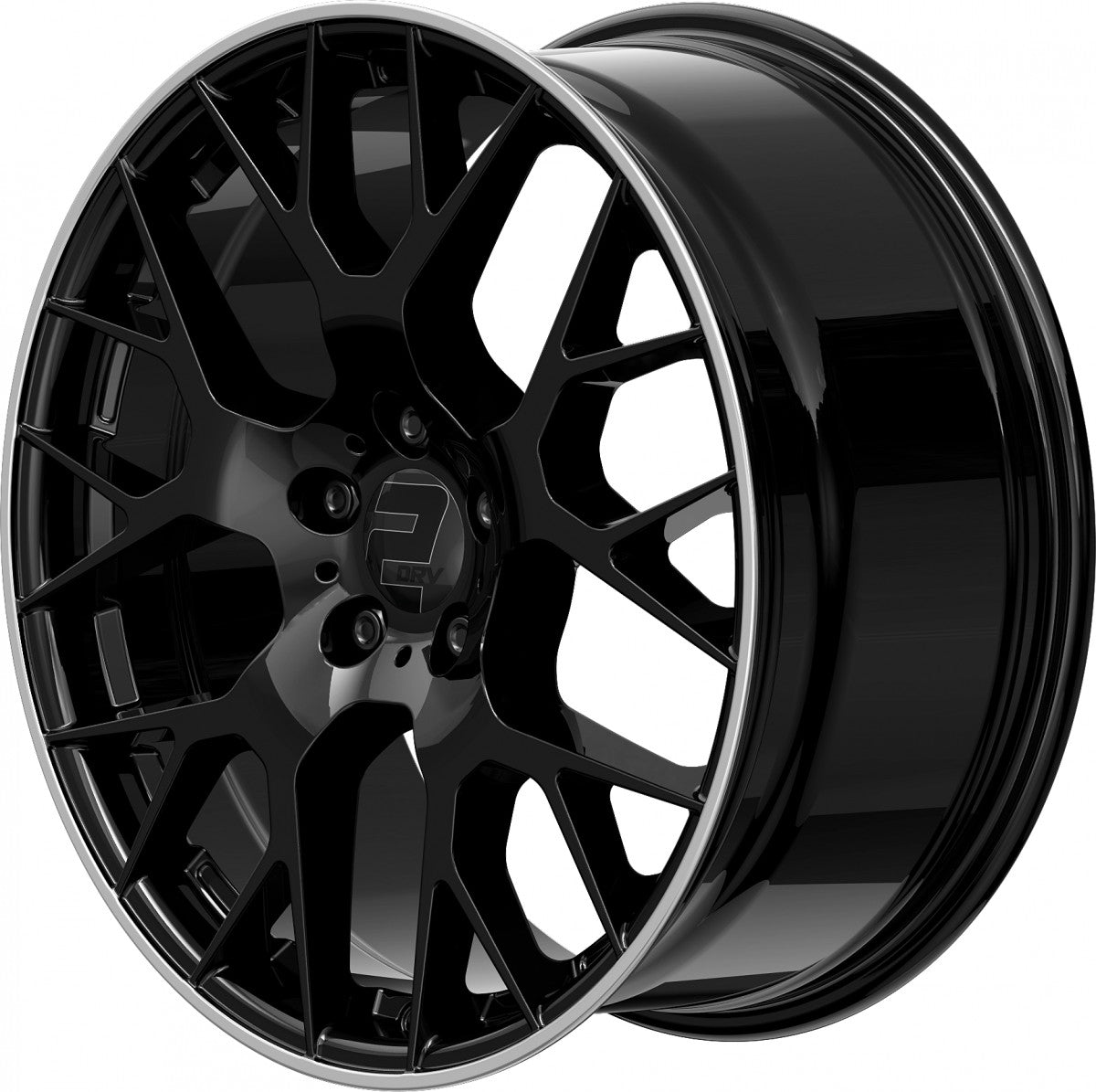 2DRV WH47 schwarz glänzend lackiert mit hochglanzpoliertem Felgenbett 8.5x19 Zoll ET40 LK 5x112 ML66.6 – Bild 9