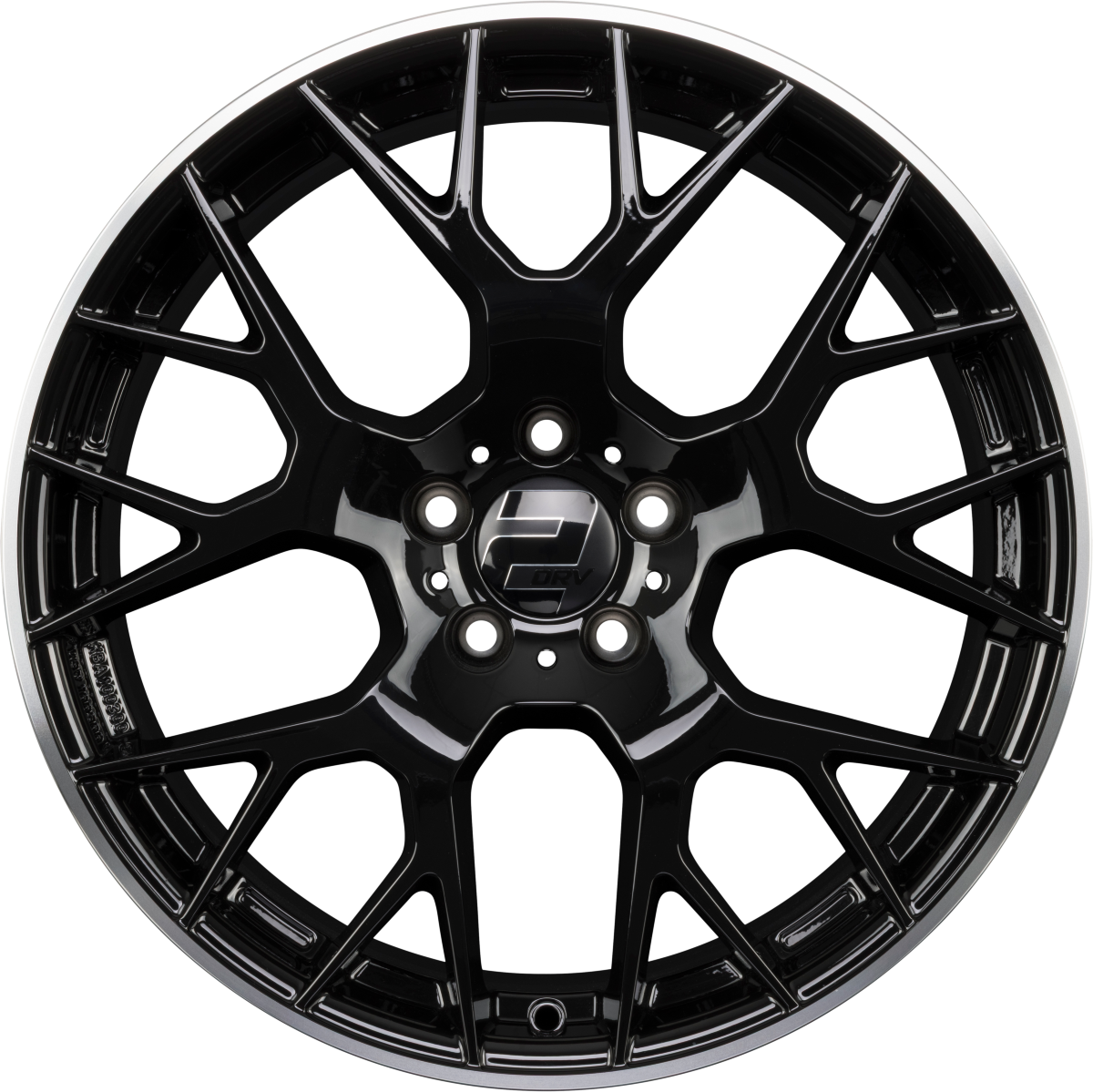 2DRV by WHEELWORLD WH47 Schwarz Glänzend Mit Poliertem Felgenbett (SW+ML+) 9x20 Zoll ET30 LK 5x112 ML66.6