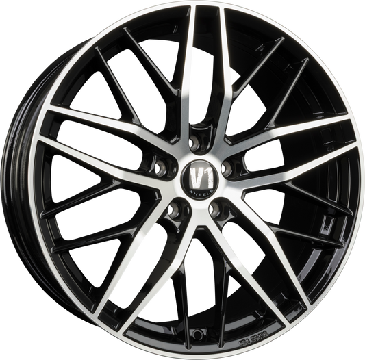 V1 Wheels DS2 Schwarz Hochglanzpoliert Alufelge 9x20 Zoll ET40 LK 5x112 ML66.6 – Bild 2