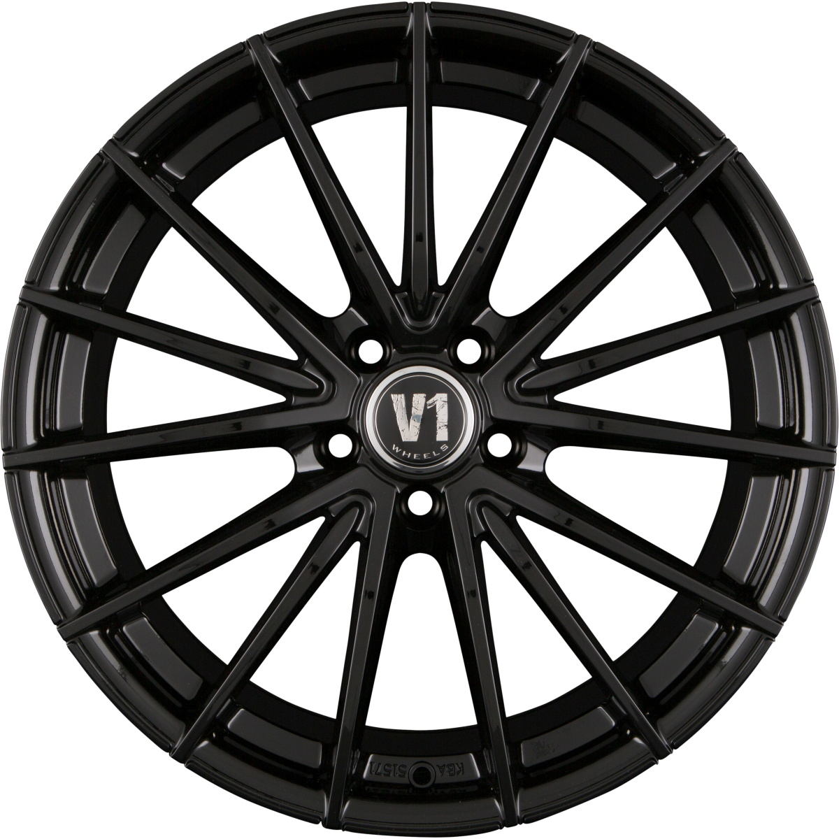 V1 Wheels V2 schwarz glänzend lackiert Alufelge 8x18 Zoll ET35 LK 5x112 ML66.6 – Bild 4