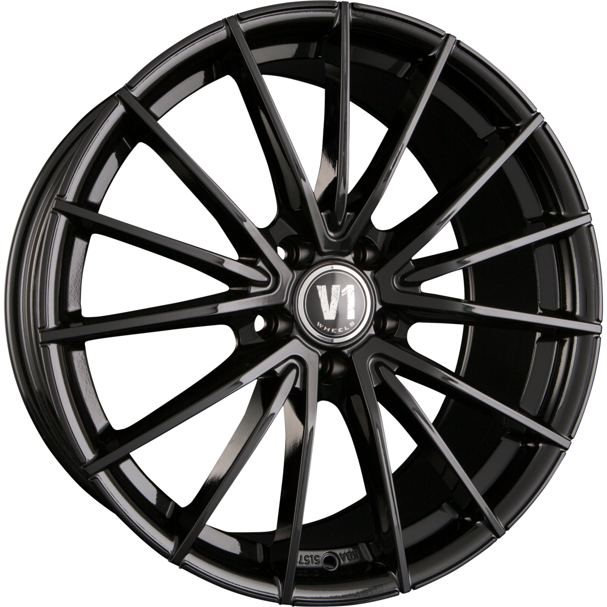 V1 Wheels V2 schwarz glänzend lackiert Alufelge 8x18 Zoll ET35 LK 5x120 ML72.6 – Bild 5