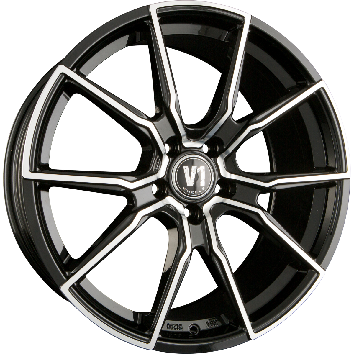 V1 Wheels V1 Schwarz Hochglanzpoliert SP+ Alufelge 8x18 Zoll ET35 LK 5x112 ML66.6 – Bild 2