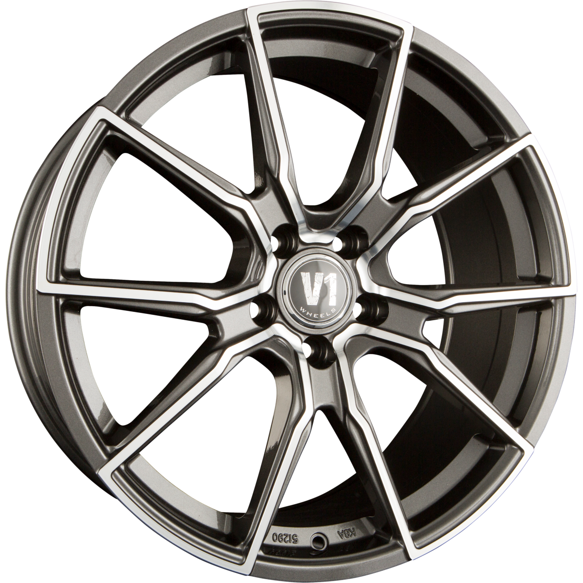 V1 Wheels V1 Daytona Grau Hochglanzpoliert DGP+ Alufelge 8x18 Zoll ET35 LK 5x112 ML66.6 – Bild 2