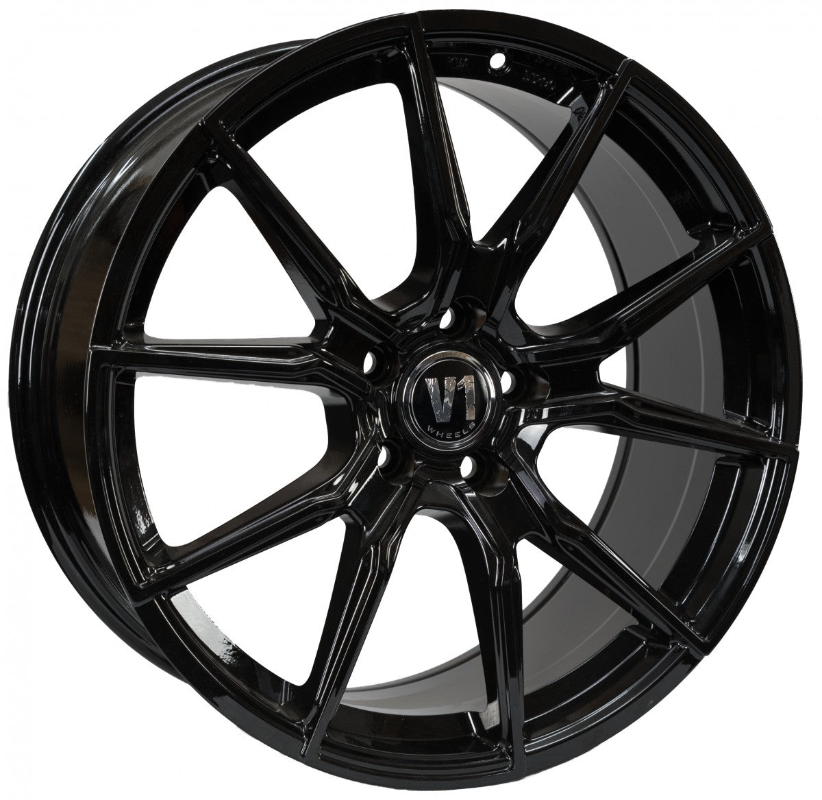 V1 Wheels V1 schwarz glänzend lackiert Alufelge 8.5x19 Zoll ET35 LK 5x112 ML66.6