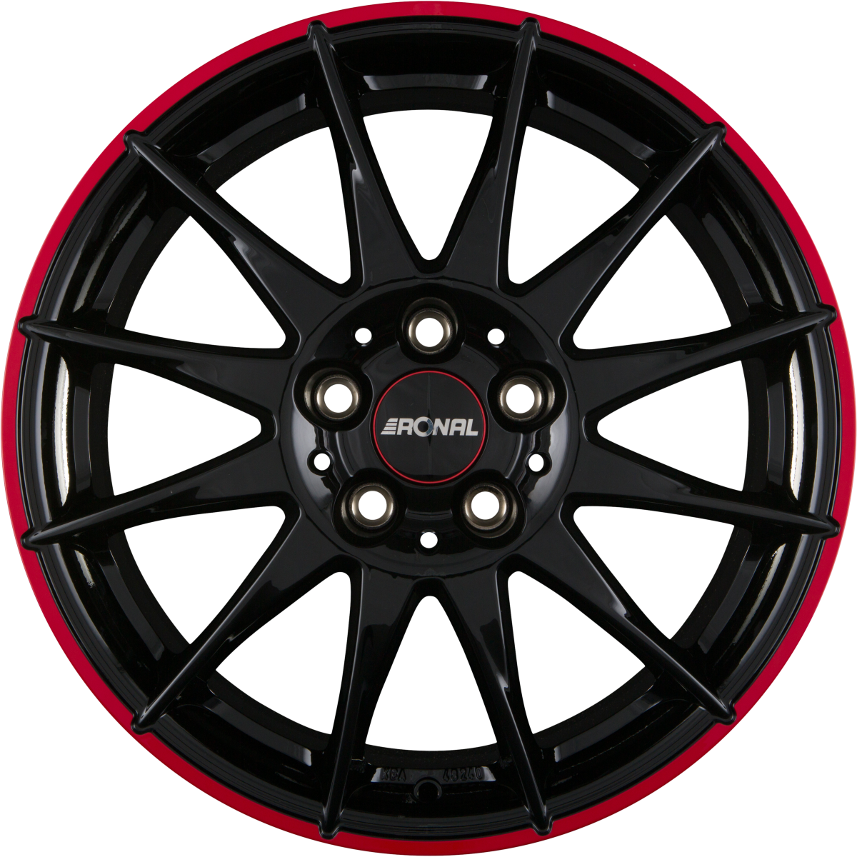 Ronal R54 MCR Jetblack-Red Rim Alufelge 7x16 Zoll ET35 LK 5x112 ML76