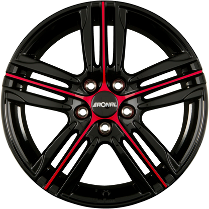 Ronal R57 MCR Jetblack-Red Spoke Alufelge 7.5x18 Zoll ET24 LK 4x108 ML76