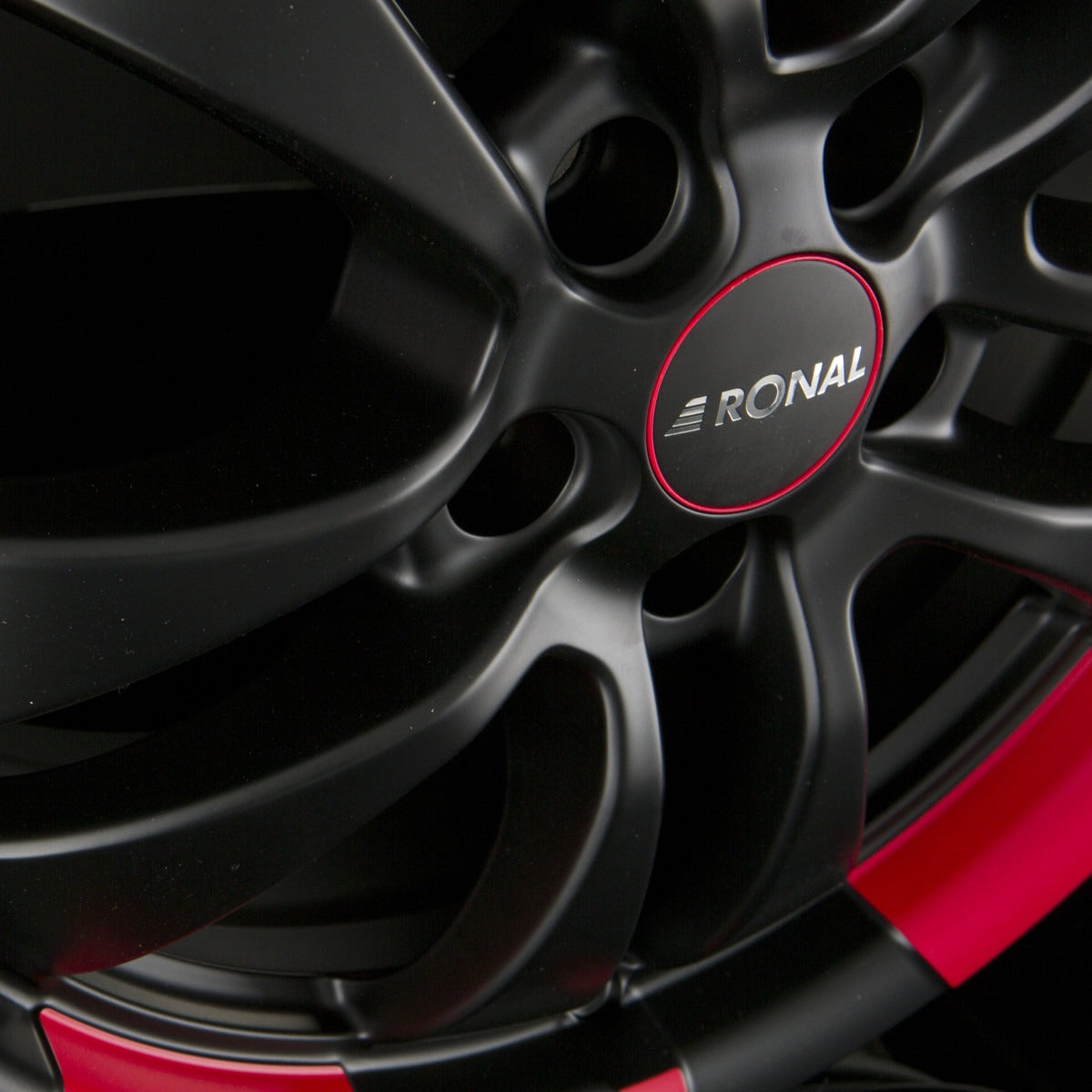 Ronal R59 Jetblack-Matt-Red Rim Alufelge 7.5x18 Zoll ET40 LK 5x108 ML76 – Bild 3