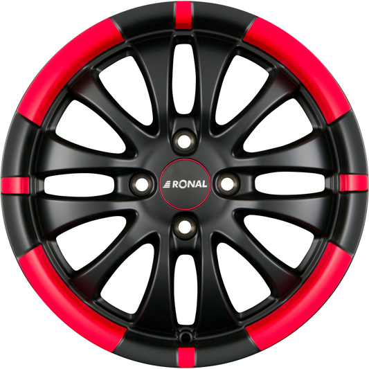 Ronal R59 Jetblack-Matt-Red Rim Alufelge 6x15 Zoll ET20 LK 4x108 ML65.1