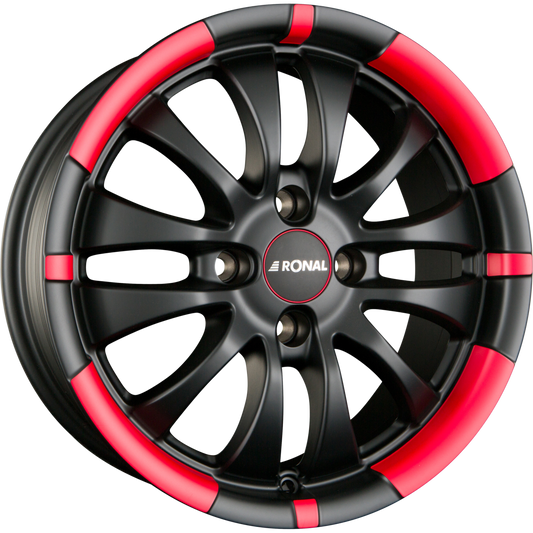 Ronal R59 Jetblack-Matt-Red Rim Alufelge 6x15 Zoll ET20 LK 4x108 ML65.1 – Bild 2