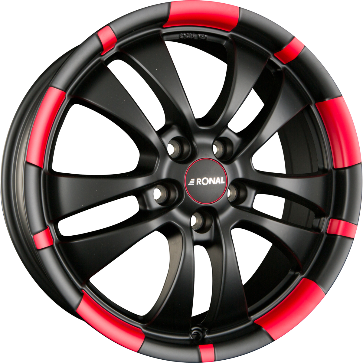 Ronal R59 Jetblack-Matt-Red Rim Alufelge 7x16 Zoll ET38 LK 5x100 ML68 – Bild 2