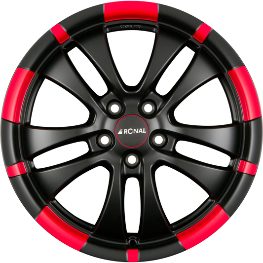 Ronal R59 Jetblack-Matt-Red Rim Alufelge 7.5x17 Zoll ET42 LK 5x105 ML56.6