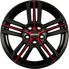 Ronal R57 MCR Jetblack-Red Spoke Alufelge 7x17 Zoll ET25 LK 4x108 ML65.1