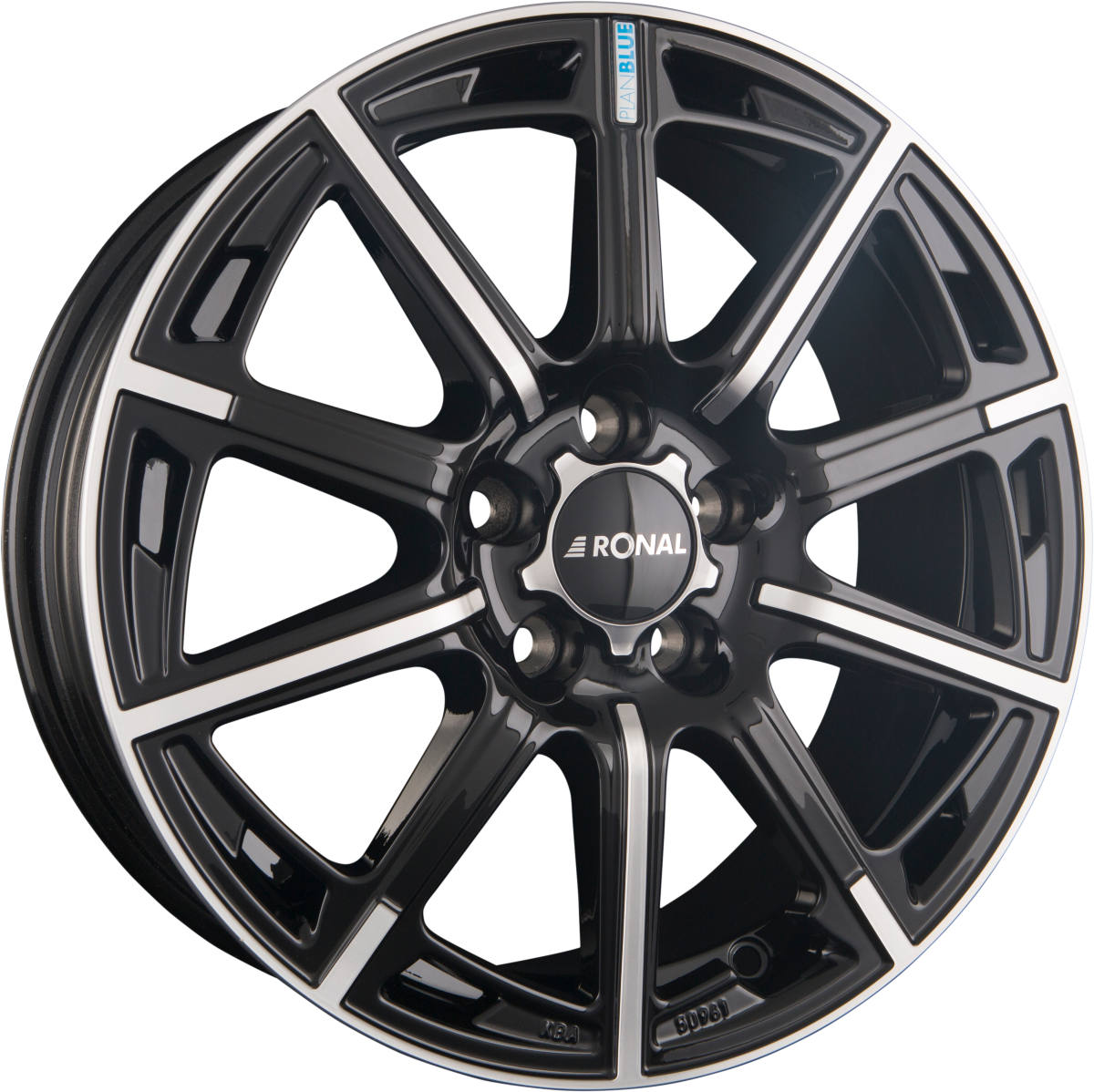 Ronal R60-BLUE Jetblack-Frontkopiert Alufelge 6.5x16 Zoll ET39 LK 5x105 ML56.1 – Bild 2