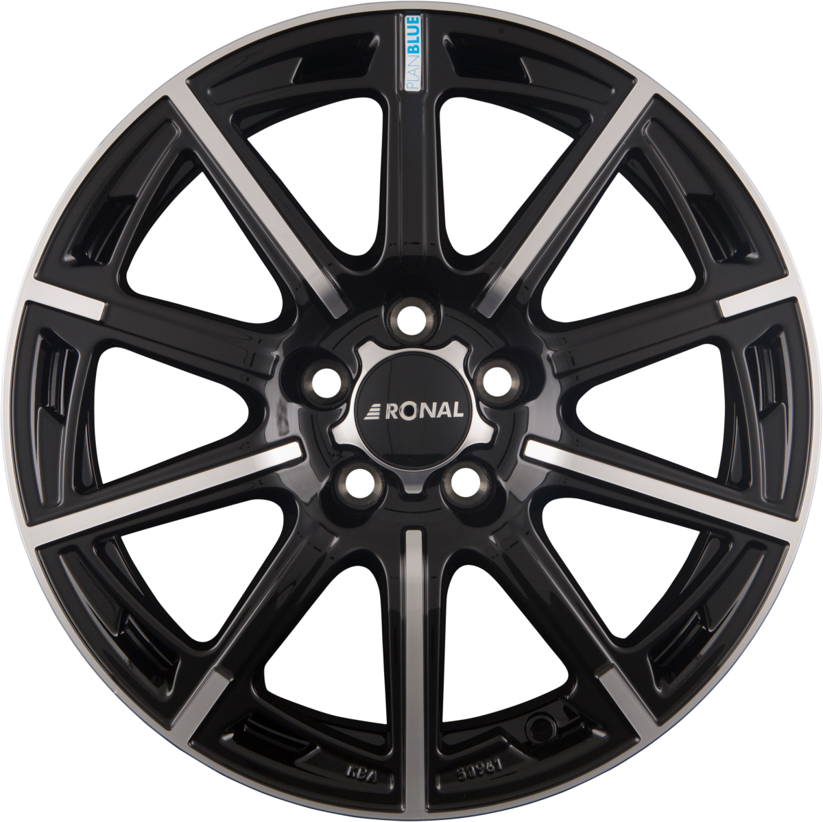 Ronal R60-BLUE Jetblack-Frontkopiert Alufelge 6.5x16 Zoll ET40 LK 5x114.3 ML82