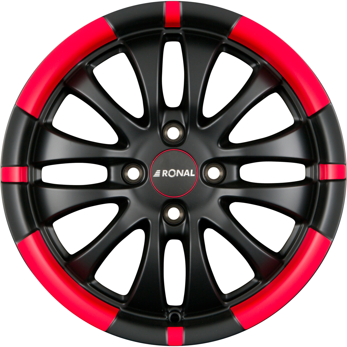 Ronal R59 Jetblack-Matt-Red Rim Alufelge 7x16 Zoll ET38 LK 4x100 ML68