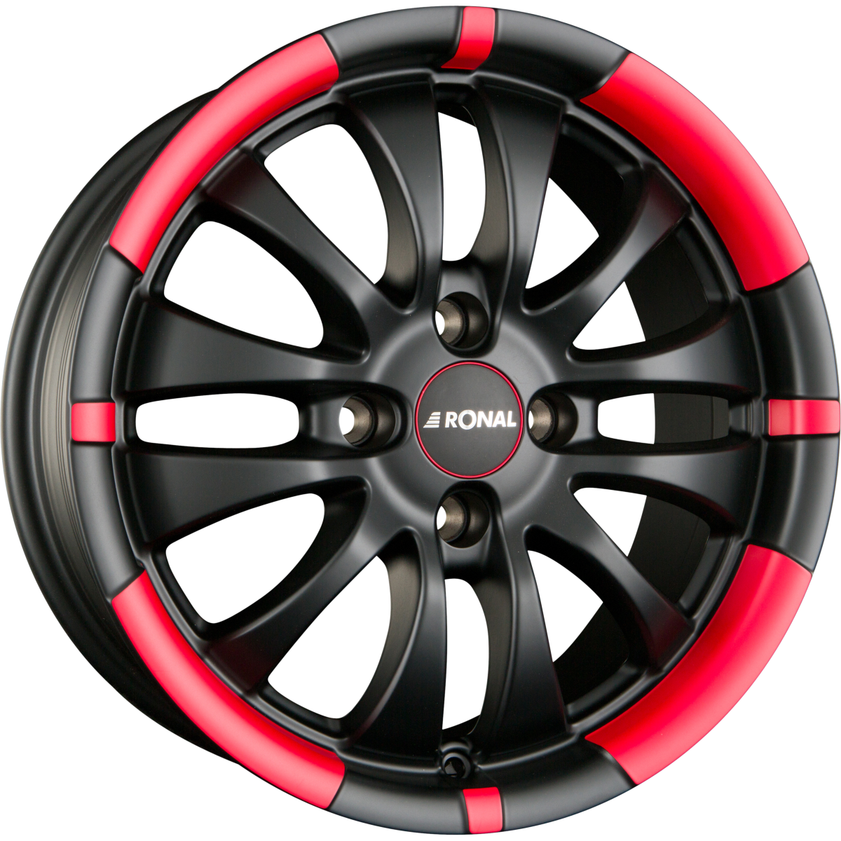 Ronal R59 Jetblack-Matt-Red Rim Alufelge 7x16 Zoll ET38 LK 4x100 ML68 – Bild 2