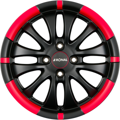 Ronal R59 Jetblack-Matt-Red Rim Alufelge 7x16 Zoll ET25 LK 4x108 ML65.1
