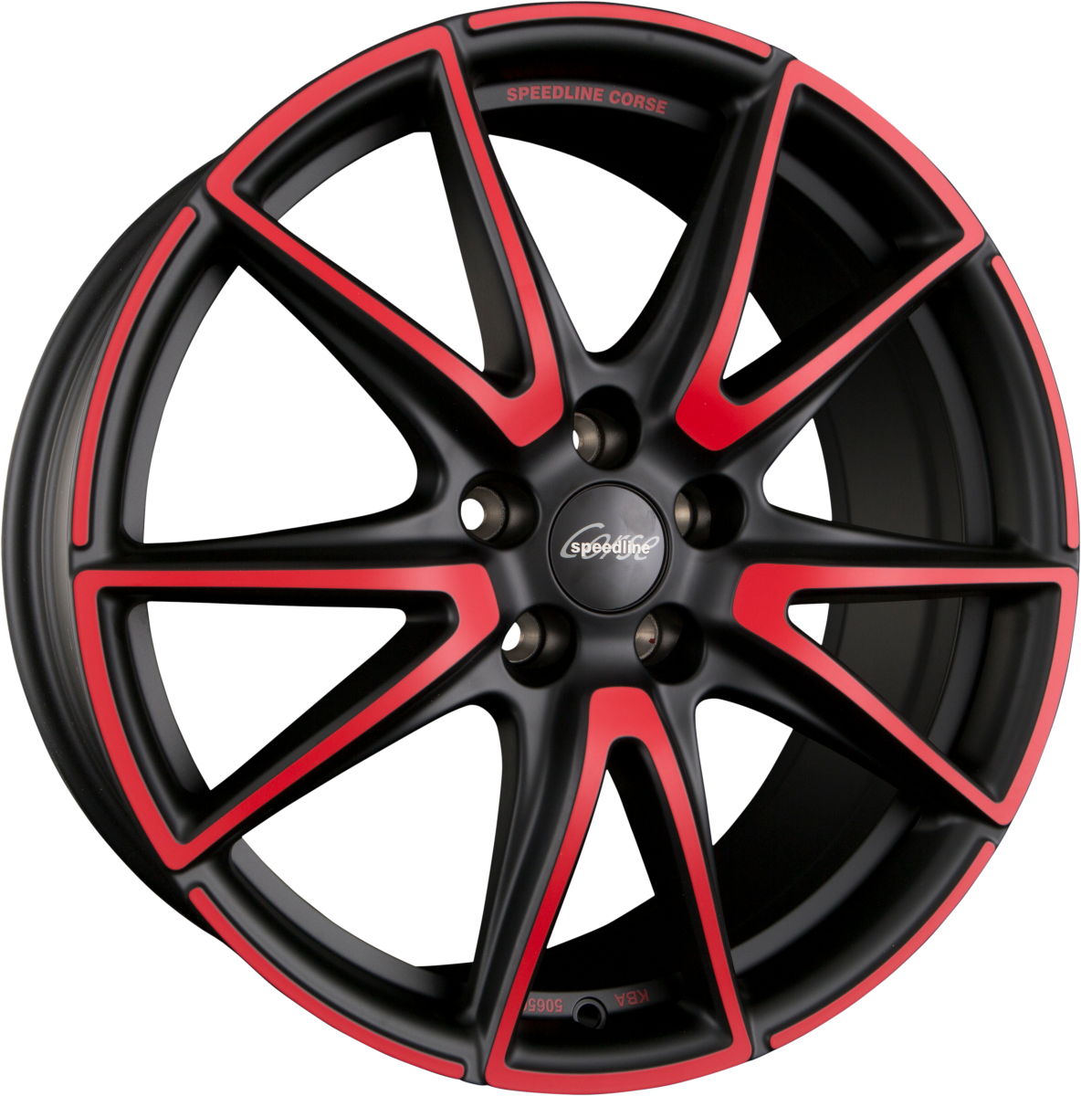 Speedline Corse SL6 Vettore MCR - Jetblack-Matt-Red Spoke Alufelge 8.5x19 Zoll ET42 LK 5x108 ML76 – Bild 2
