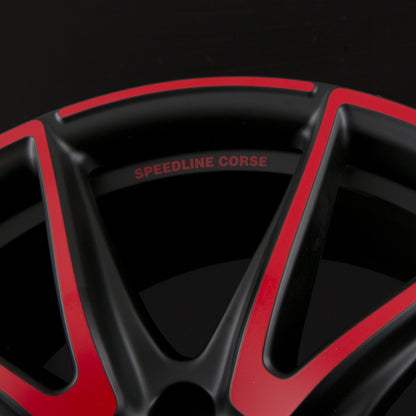 Speedline Corse SL6 Vettore MCR - Jetblack-Matt-Red Spoke Alufelge 8.5x19 Zoll ET42 LK 5x108 ML76 – Bild 5