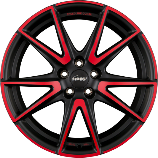 Speedline Corse SL6 Vettore MCR - Jetblack-Matt-Red Spoke Alufelge 9.5x19 Zoll ET45 LK 5x112 ML76